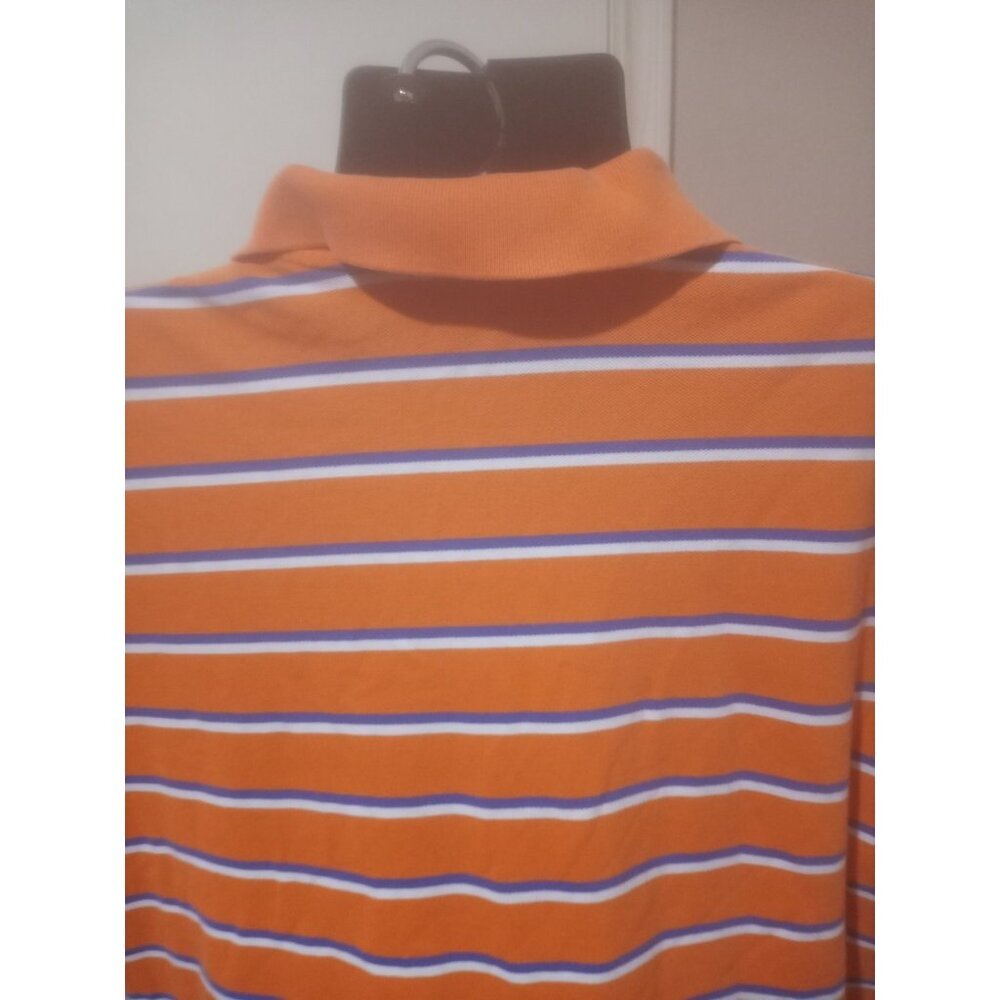 Polo Ralph Lauren Polo Shirt Mens 2XL Orange Blue White Striped Short Sleeve - Picture 8 of 12